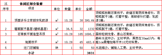 休閑區裝修報價-2018年(nián)西安興唐裝飾270平米半包裝修報價