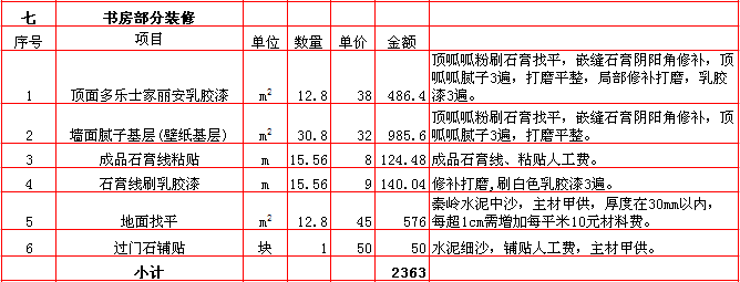 書(shū)房(fáng)裝修報價-2018年(nián)西安興唐裝飾220平米半包裝修報價