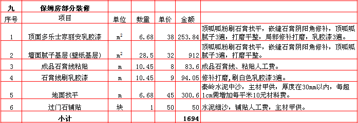 保姆房(fáng)裝修報價-2018年(nián)西安興唐裝飾200平米半包裝修報價表